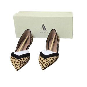 Ava & Aiden Leopard Print Calf Hair Kitten Flats 9M Pointed Toe NIB